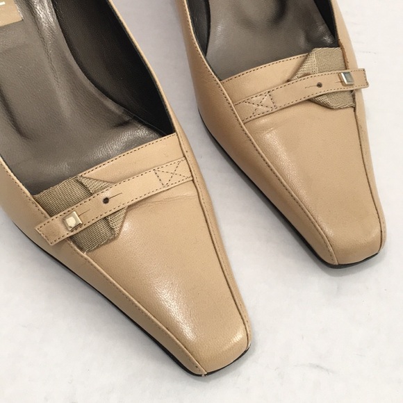 Gucci Beige Stilettos Italy Made Heel Leather Pumps Size 37C - Picture 8 of 11